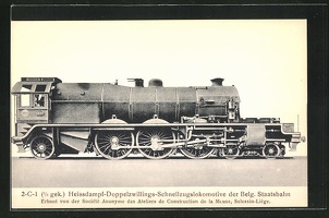 AK-belgische-Eisenbahn-2-C-1-Heissdampf-Doppelzwillings-Schnellzuglokomotive