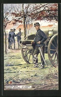 AK-Artillerie-Belge-la-Garde-belgischer-Soldat-am-Geschuetz
