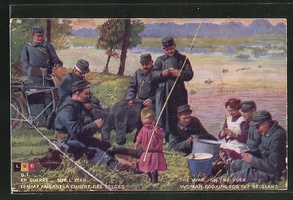 AK-belgische-Soldaten-mit-Fahrrad-im-Lager
