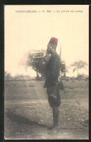 AK-Congo-Belge-Le-reveil-au-camp-belgischer-Kolonialsoldat