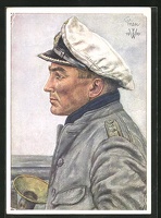 Kuenstler-AK-Willrich-Kapitaenleutnant-Guenther-Prien-in-Uniform-U-Boot-Kommandant-in-der-Schlacht-von-ScapaFlow