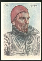Kuenstler-AK-Willrich-Kapitaenleutnant-Schepke-Portrait-des-U-Boot-Kommandanten