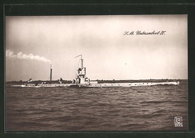AK-U-Boot-U-4-in-Fahrt-Teil-der-Besatzung-an-Deck