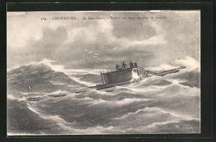 AK-Cherbourg-Franzoesisches-U-Boot-Rubis-im-Sturm