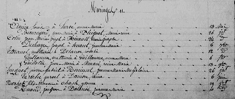 Z - Table Mariages 1843